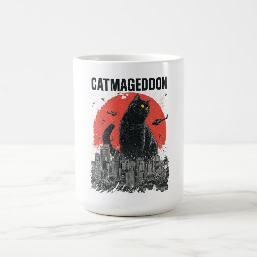 Catmageddon Giant Cat Monster City Kaiju Funny Pet Koffiemok (Center)