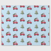 Catmas Blue Red Cats xmas kitten kerst Cadeaupapier (Vlak)