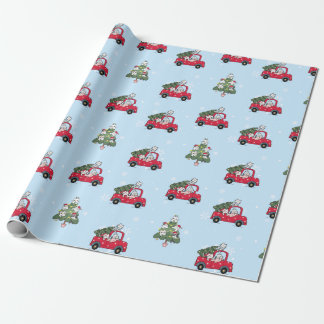 Catmas Blue Red Cats xmas kitten kerst Cadeaupapier
