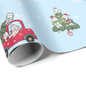 Catmas Blue Red Cats xmas kitten kerst Cadeaupapier (Rol Hoek)