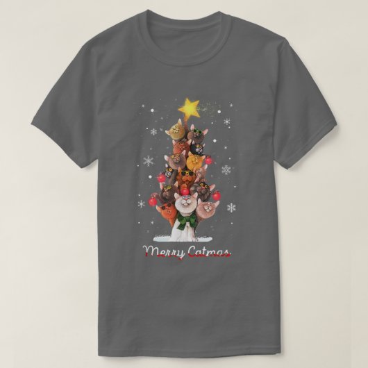 Catmas Tree Ugly Christmas Funny Xmas Cat Gift T-shirt (Design voorkant)