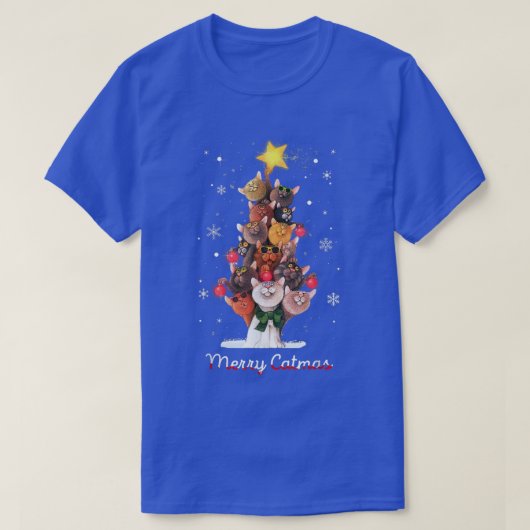 Catmas Tree Ugly Christmas Funny Xmas Cat Gift T-shirt (Design voorkant)