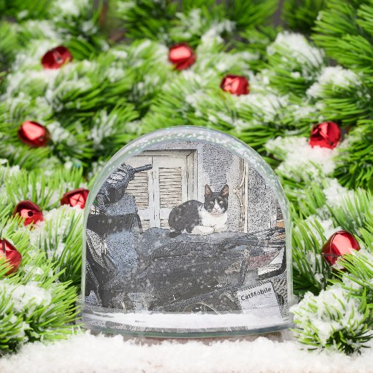 CatMobile/cat on motorcycle seat Sneeuwbol (Kerstmis)