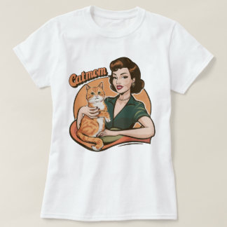 Catmom Cat Retro  T-shirt gemberkat