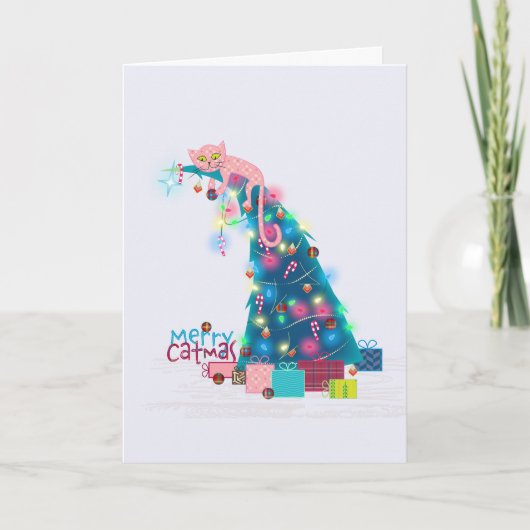 Catmus Tree-kerstkaart Bedankkaart (Voorkant)