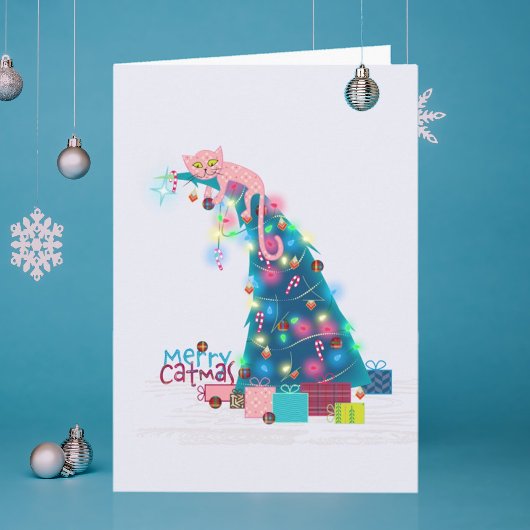 Catmus Tree-kerstkaart Bedankkaart