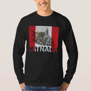 Catnada Lynx Canadensis Canadese Vlag Esdoornblad T-shirt
