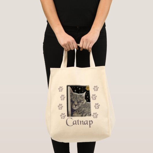 Catnap Grey Tabby Kat voor Pet Lover Tote Bag (Voorkant (product))