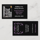 Catnap Pet Sitting Business Paars en Black Visitekaartje (Voorkant / Achterkant)