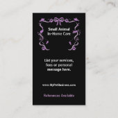 Catnap Pet Sitting Business Paars en Black Visitekaartje (Achterkant)