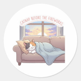 Catnap voor het vuurwerk - Schattigee Cat Sticker