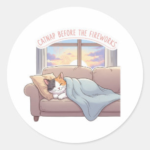 Catnap voor het vuurwerk - Schattigee Cat Sticker
