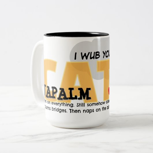 CatNapalm | Lubs You Chaos Posse Mug Tweekleurige Koffiemok (Voorkant links)