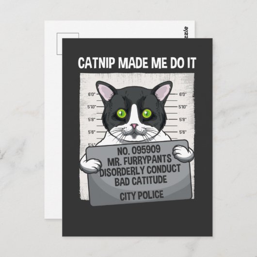 Catnip liet me het grappige kat van de politie doe briefkaart (Voorkant / Achterkant)