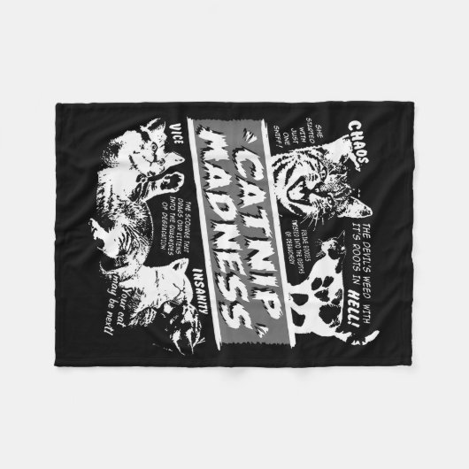 Catnip Madness Cute Kitten Funny Cat Pet Humor  Fleece Deken (Voorkant (Horizontaal))