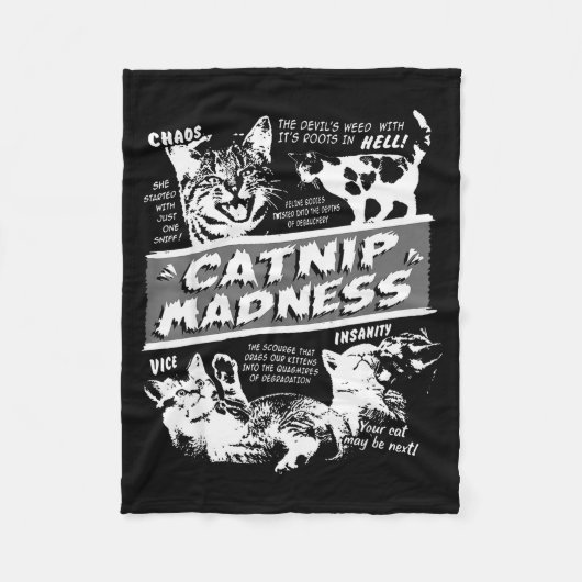 Catnip Madness Cute Kitten Funny Cat Pet Humor  Fleece Deken (Voorkant)