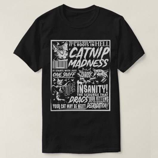 Catnip Madness Grappige Kat Lover Huisdier Eigenaa T-shirt (Design voorkant)