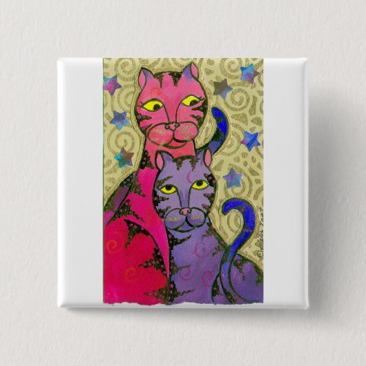 CatNStars Vierkante Button 5,1 Cm (Voorkant)