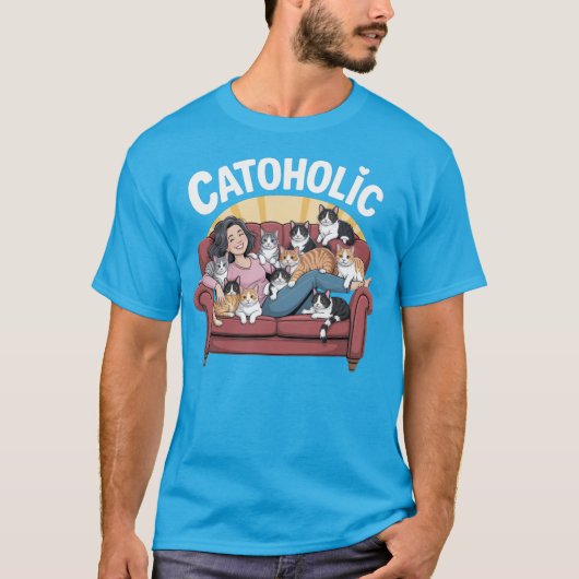 CATOHOLIC – Grappig Kattenliefhebber T-shirt (Voorkant)