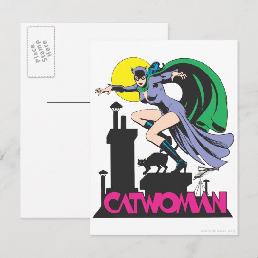 Catoman & Logo roze Briefkaart (Voorkant / Achterkant)
