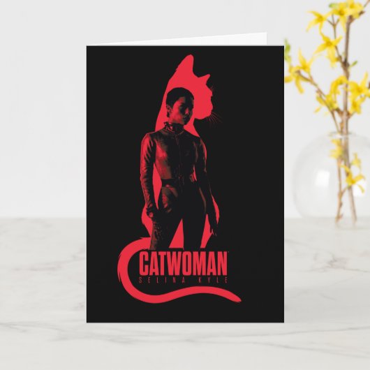 Catoman Selina Kyle Cat Silhouette Kaart (Gele Bloem)