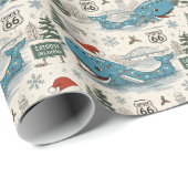 Catoosa Blauwe Walvis Kerstcadeaus Cadeaupapier (Rol Hoek)