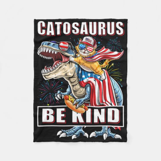 Catosaurus Funny Cat Dinosaur Meowica Fleece Deken (Voorkant)