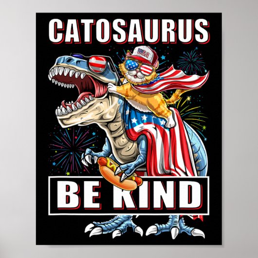 Catosaurus Funny Cat Dinosaur Meowica Poster (Voorkant)
