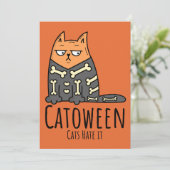 Catoween Cats Hate it - Funny Pet Halloween Kaart (Staand voorkant)