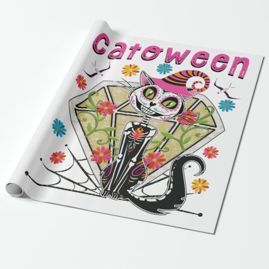 Catoween Halloween Cadeaupapier (Uitgerold)
