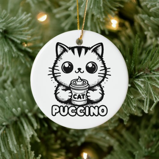 Catpuccino 1 keramisch ornament (Boom)