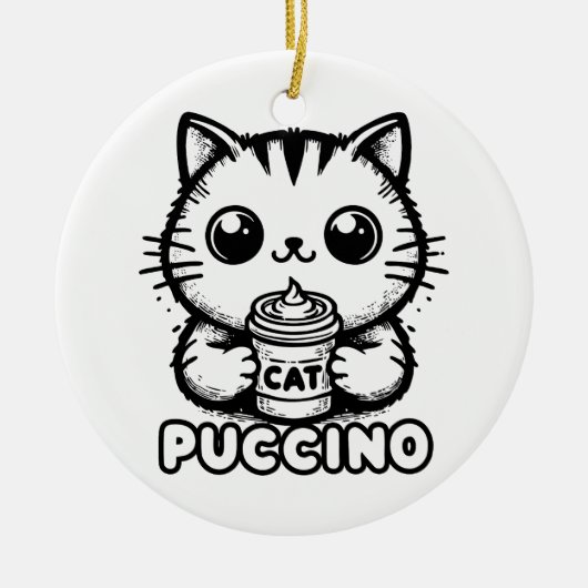 Catpuccino 1 keramisch ornament (Voorkant)