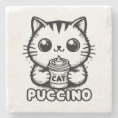 Catpuccino 1 stenen onderzetter (Voorkant)
