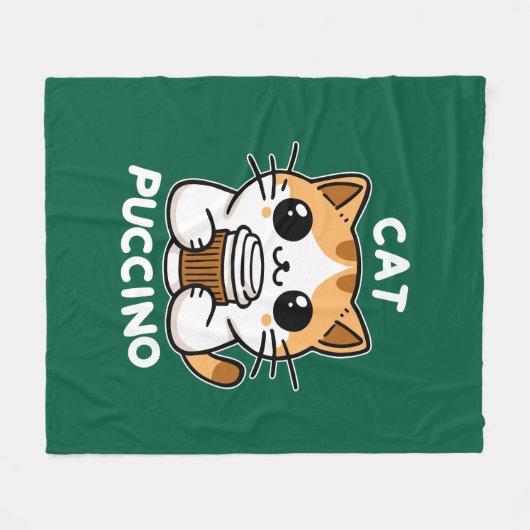 Catpuccino 2 fleece deken (Voorkant (Horizontaal))