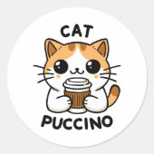 Catpuccino 2 ronde sticker (Voorkant)
