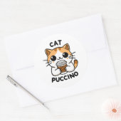 Catpuccino 2 ronde sticker (Envelop)