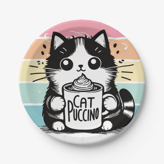 Catpuccino 3 papieren bordje (Voorkant)