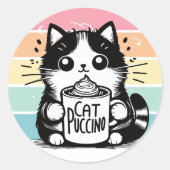 Catpuccino 3 ronde sticker (Voorkant)
