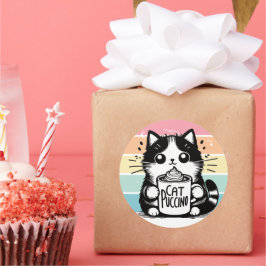 Catpuccino 3 ronde sticker