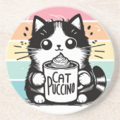 Catpuccino 3 zandsteen onderzetter (Voorkant)