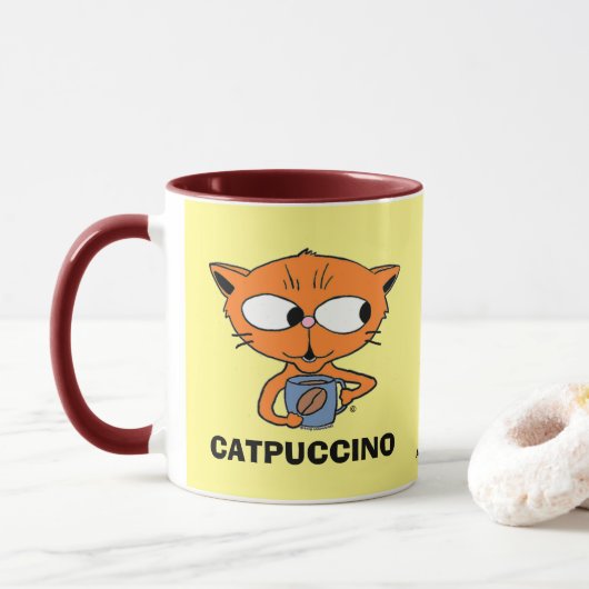 CATPUCCINO Cat Pun Humoureuze koffie Mok (Met donut)