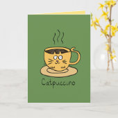 Catpuccino Coffee Cappuccino Cat Wenskaart Kaart (Gele Bloem)