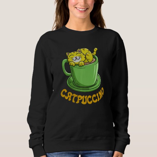 Catpuccino Coffee Cat Whisperer Caffeine Drinker   Trui (Voorkant)