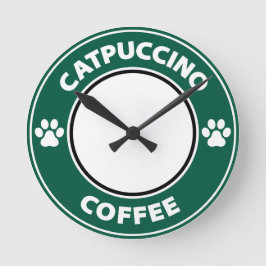Catpuccino Coffee Ronde Klok