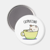 Catpuccino Funny Kitty Cat op Cup Magneet (Voorkant / Achterkant)