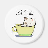 Catpuccino Funny Kitty Cat op Cup Magneet (Voorkant)
