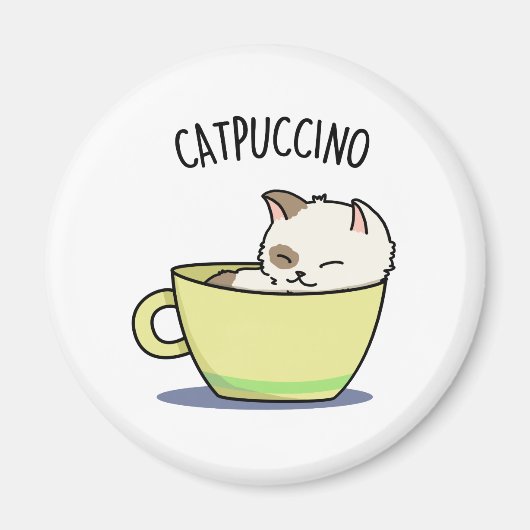 Catpuccino Funny Kitty Cat op Cup Magneet (Voorkant)