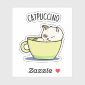 Catpuccino Funny Kitty Cat op Cup Sticker (Vel)