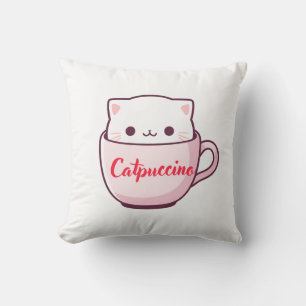 "Catpuccino Mooie Kat Koffiekop Worp Kussen" Kussen