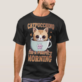 Catpuccino voor een perfecte koffie kat t-shirt